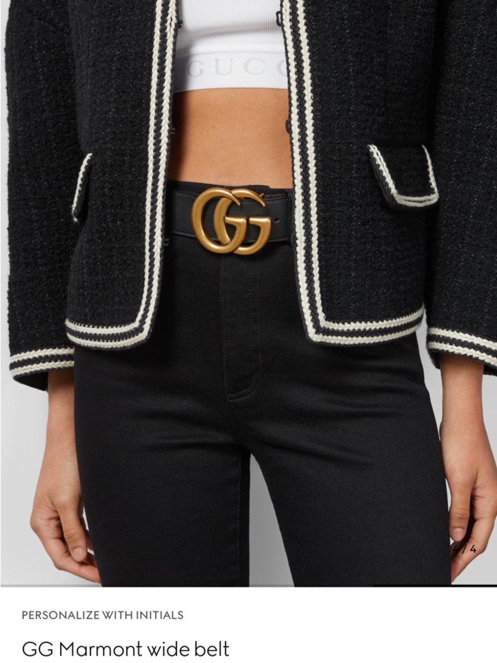 Gucci Black Leather Belt with Gold Double G Buckle